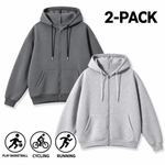 Men's Full-Zip Hooded Sweatshirts Pack of 2 Comfortable Athletic Hoodies