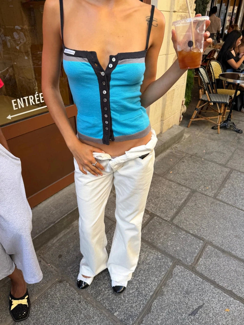 Blue Knit Tank Top
