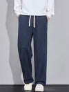 Men's Loose Fit Wide-Leg Drape Twill Knitted Pants with Elastic Waist