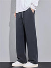Men's Loose Fit Wide-Leg Drape Twill Knitted Pants with Elastic Waist