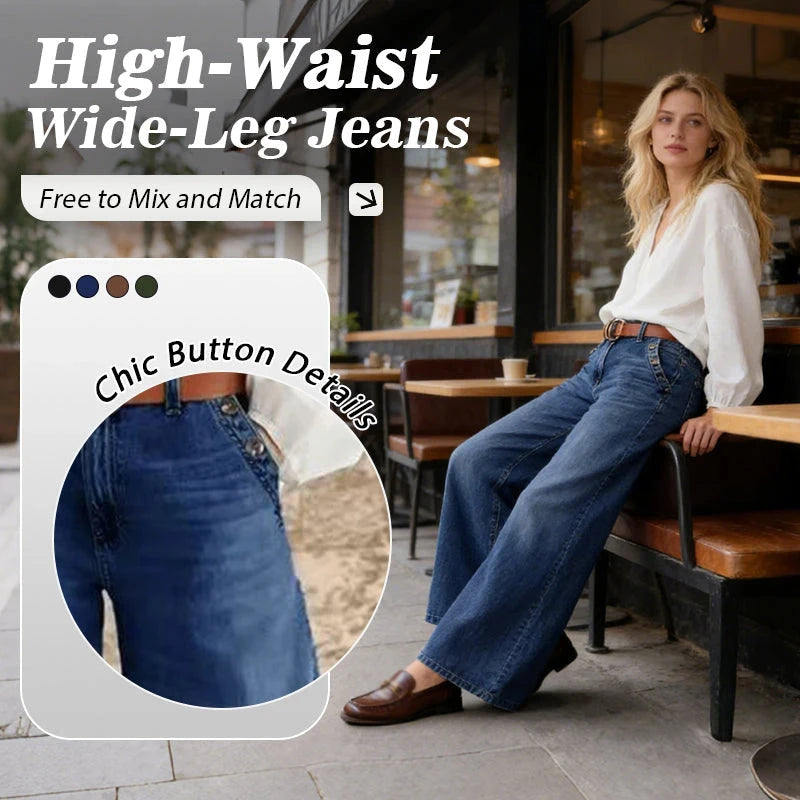 High-Waist Wide-Leg Denim Jeans