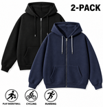 Men's Full-Zip Hooded Sweatshirts Pack of 2 Comfortable Athletic Hoodies
