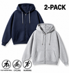 Men's Full-Zip Hooded Sweatshirts Pack of 2 Comfortable Athletic Hoodies