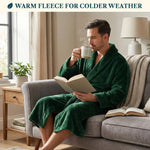 Men's Classic Fleece Robe Long Sleeve Blue