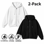 Men's Full-Zip Hooded Sweatshirts Pack of 2 Comfortable Athletic Hoodies