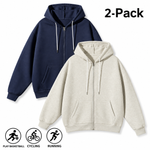 Men's Full-Zip Hooded Sweatshirts Pack of 2 Comfortable Athletic Hoodies