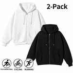 Men's Full-Zip Hooded Sweatshirts Pack of 2 Comfortable Athletic Hoodies