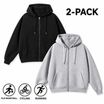 Men's Full-Zip Hooded Sweatshirts Pack of 2 Comfortable Athletic Hoodies