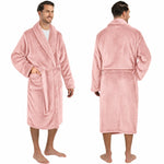 Men's Classic Fleece Robe Long Sleeve Blue
