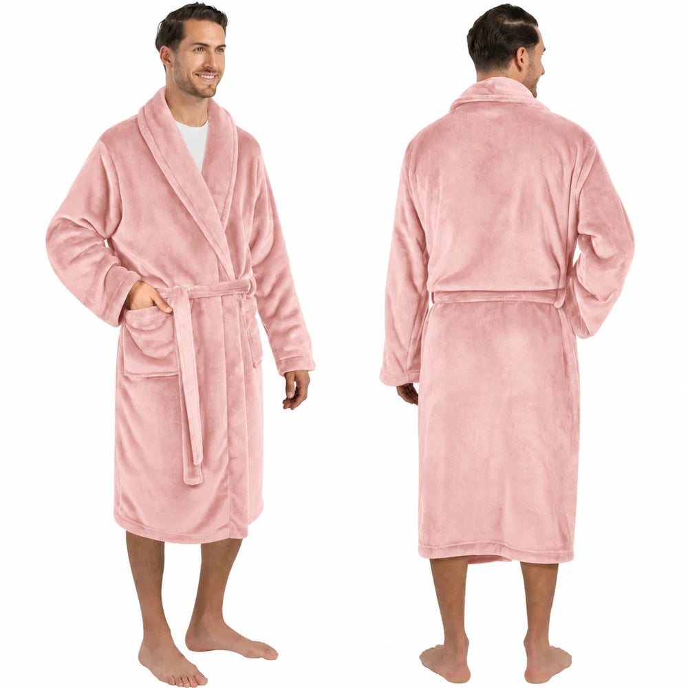 Men's Classic Fleece Robe Long Sleeve Blue
