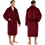 Men's Classic Fleece Robe Long Sleeve Blue