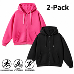 Men's Full-Zip Hooded Sweatshirts Pack of 2 Comfortable Athletic Hoodies