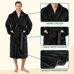 Men's Classic Fleece Robe Long Sleeve Blue