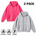Men's Full-Zip Hooded Sweatshirts Pack of 2 Comfortable Athletic Hoodies