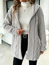 Women's Fuzzy Sherpa Hooded Cardigan, Soft Plush Fleece Open Front Coat