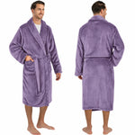 Men's Classic Fleece Robe Long Sleeve Blue