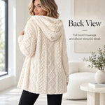 Women's Fuzzy Sherpa Hooded Cardigan, Soft Plush Fleece Open Front Coat