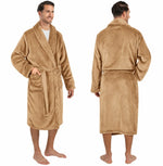 Men's Classic Fleece Robe Long Sleeve Blue
