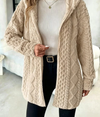 Women's Fuzzy Sherpa Hooded Cardigan, Soft Plush Fleece Open Front Coat