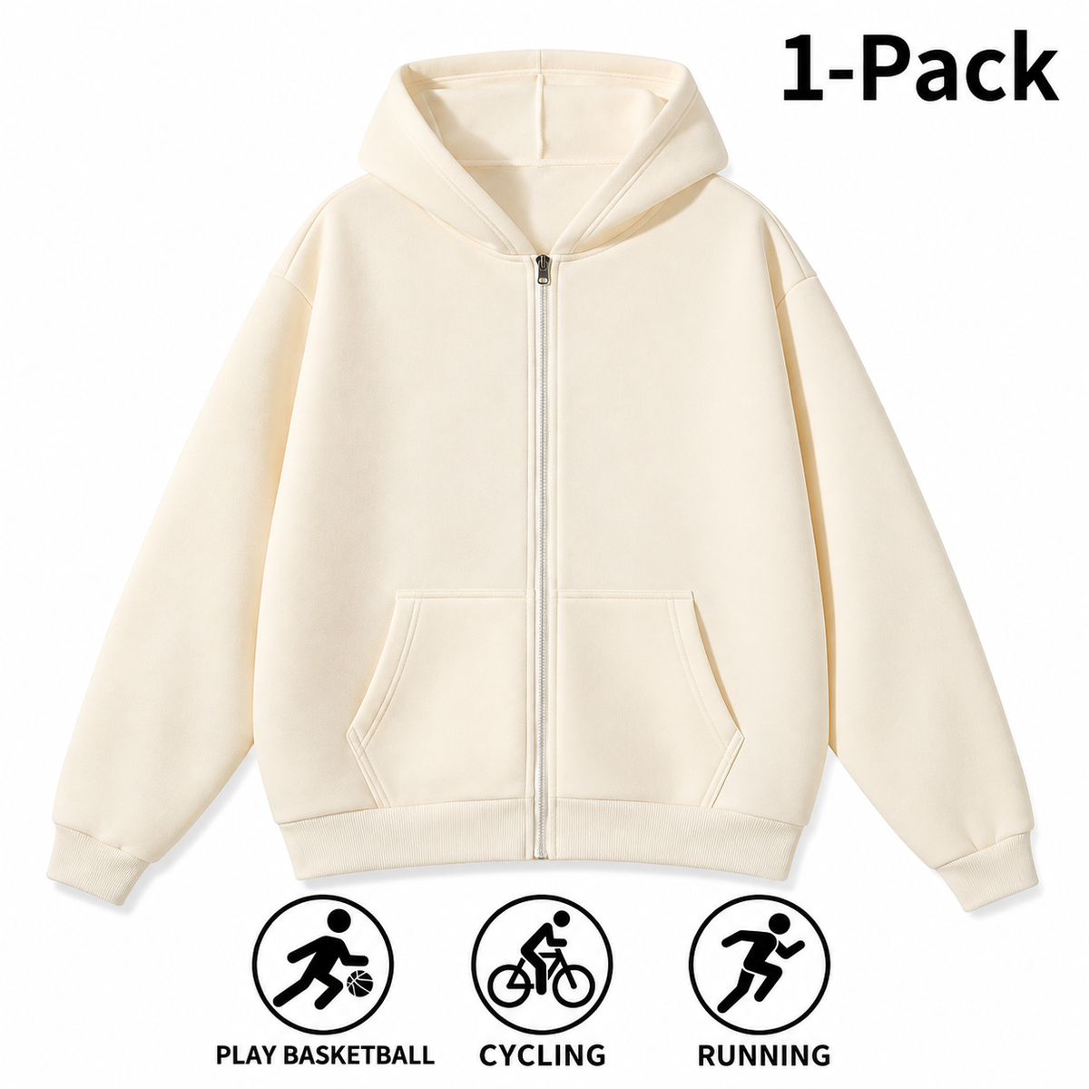 Men's Full-Zip Hooded Sweatshirts Pack of 2 Comfortable Athletic Hoodies
