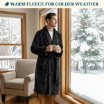 Men's Classic Fleece Robe Long Sleeve Blue