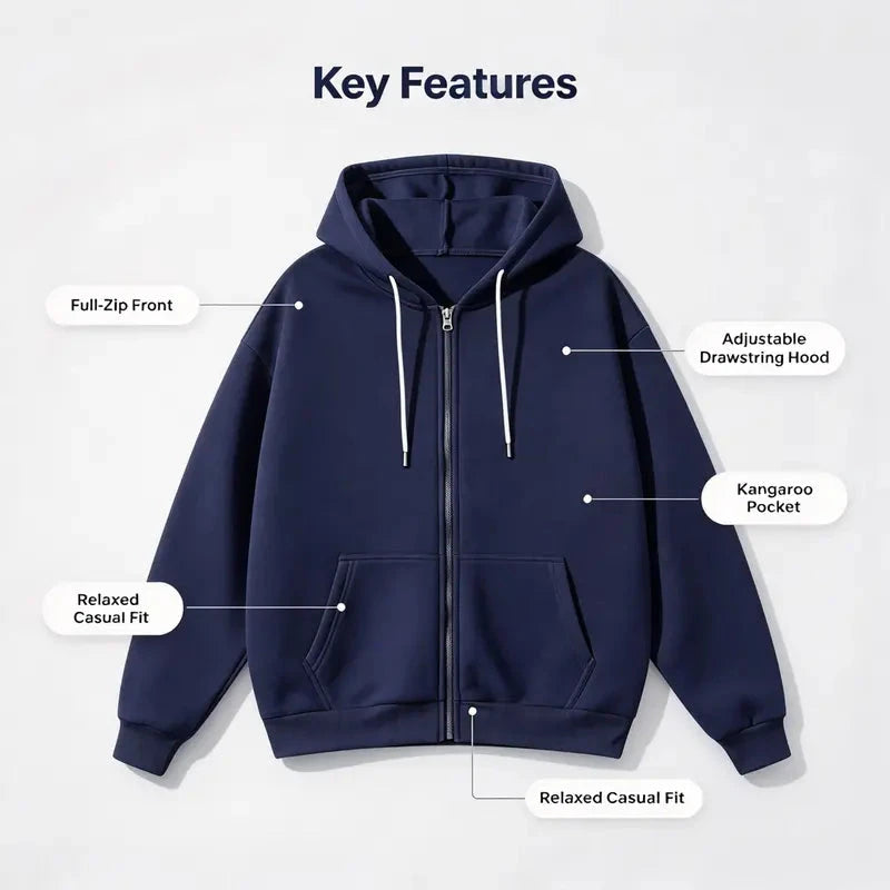 Men's Full-Zip Hooded Sweatshirts Pack of 2 Comfortable Athletic Hoodies