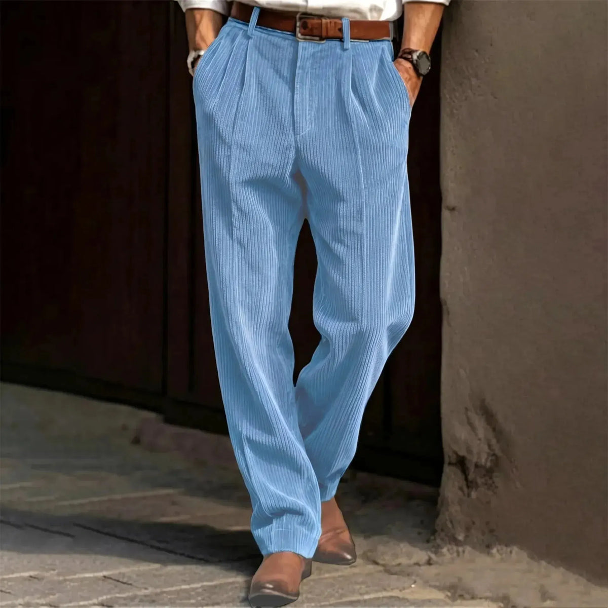 ✨Vertical Stripe Pleated Wide‐Leg Trousers
