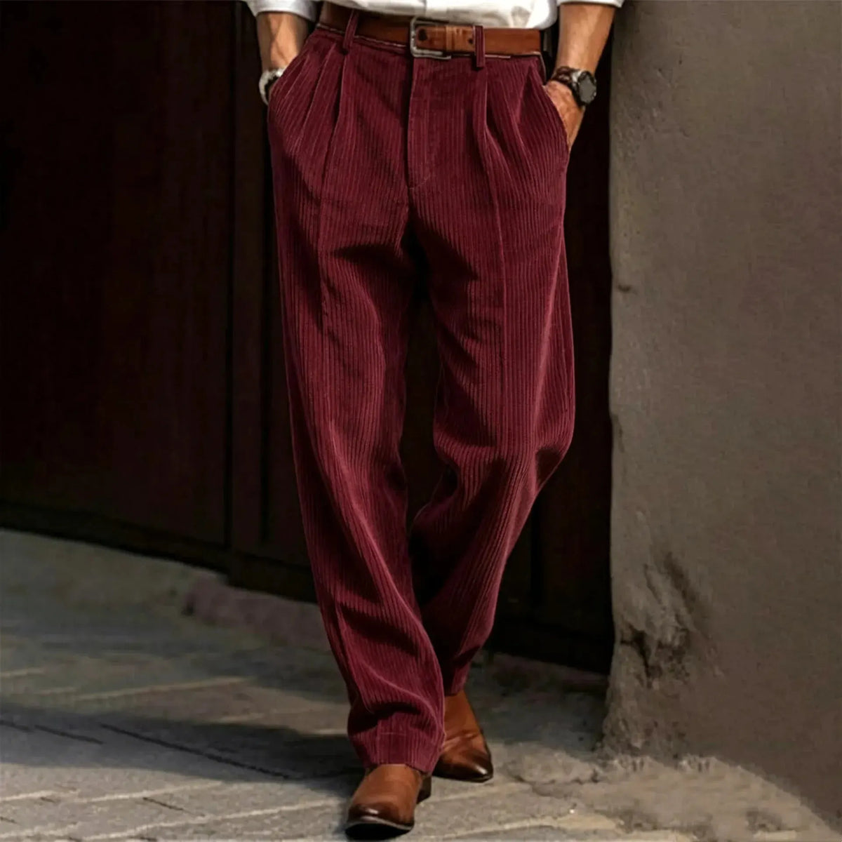 ✨Vertical Stripe Pleated Wide‐Leg Trousers