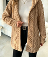 Women's Fuzzy Sherpa Hooded Cardigan, Soft Plush Fleece Open Front Coat