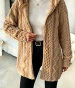 Women's Fuzzy Sherpa Hooded Cardigan, Soft Plush Fleece Open Front Coat