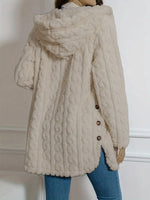 Women's Fuzzy Sherpa Hooded Cardigan, Soft Plush Fleece Open Front Coat