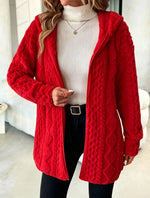 Women's Fuzzy Sherpa Hooded Cardigan, Soft Plush Fleece Open Front Coat