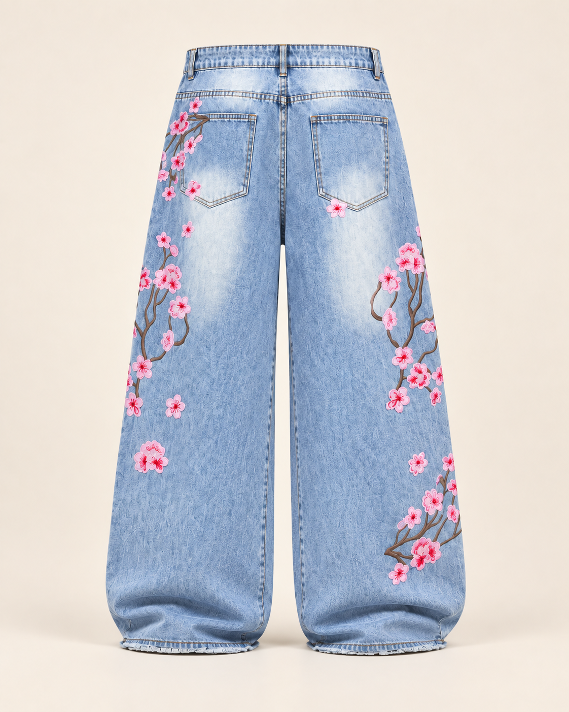 Sakura Embroidered Baggy Jeans