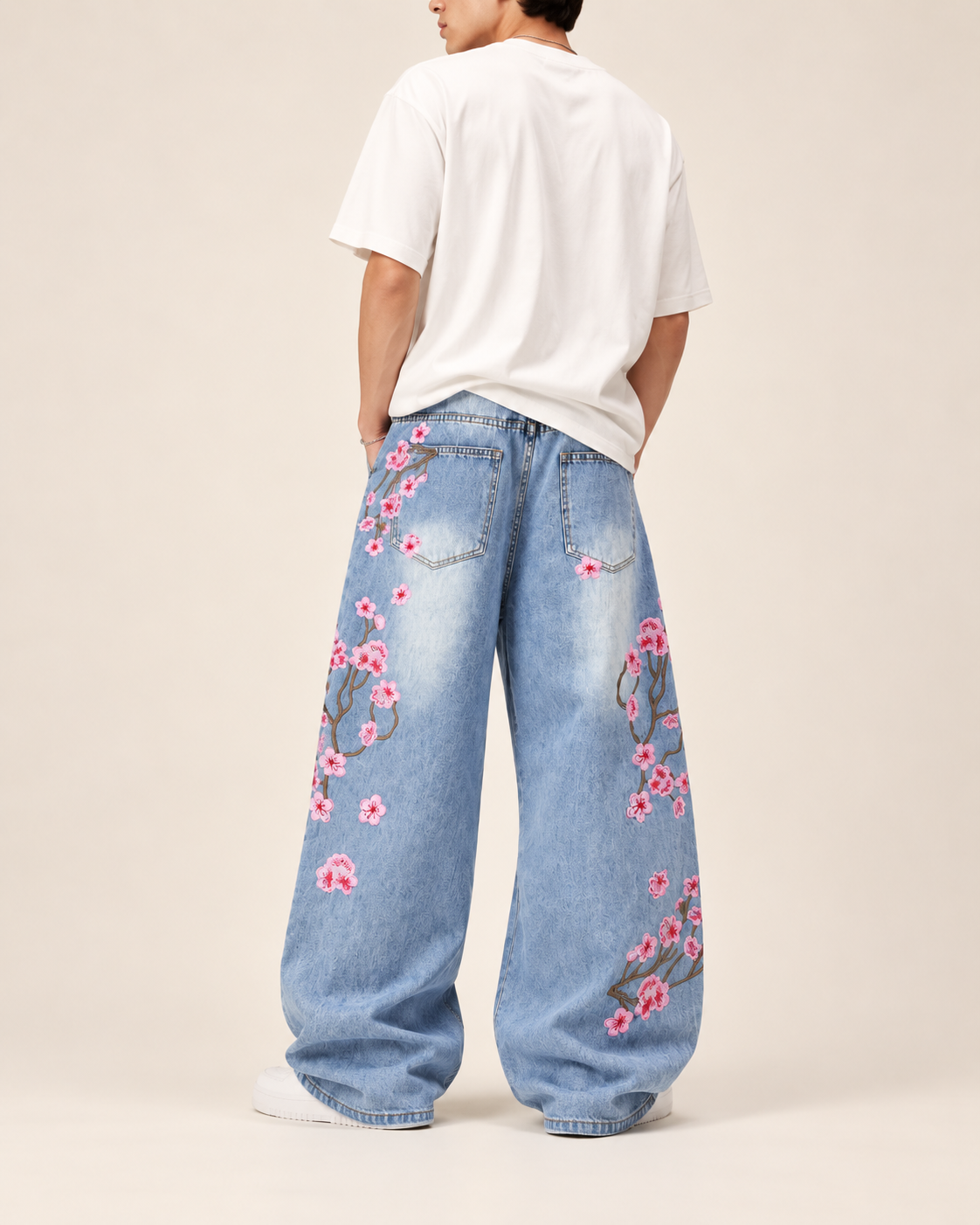 Sakura Embroidered Baggy Jeans