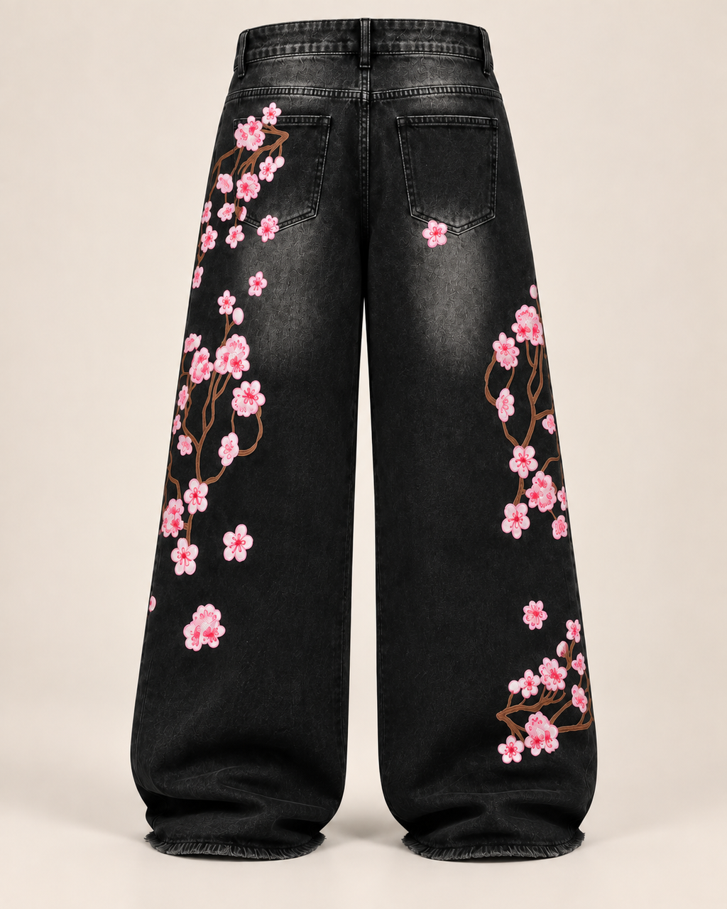 Sakura Embroidered Baggy Jeans
