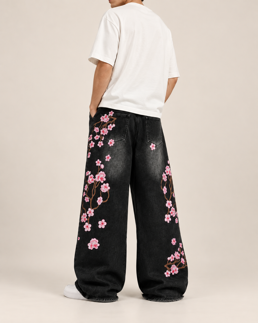 Sakura Embroidered Baggy Jeans
